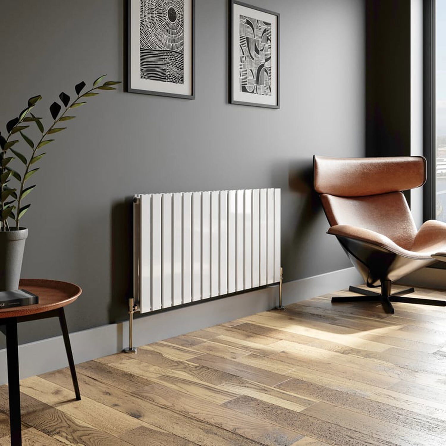 Temprazo Vertical Double Flat Panel Designer Radiator - 1800 X 300Mm White - White / 600Mm / 1215Mm / 66Mm