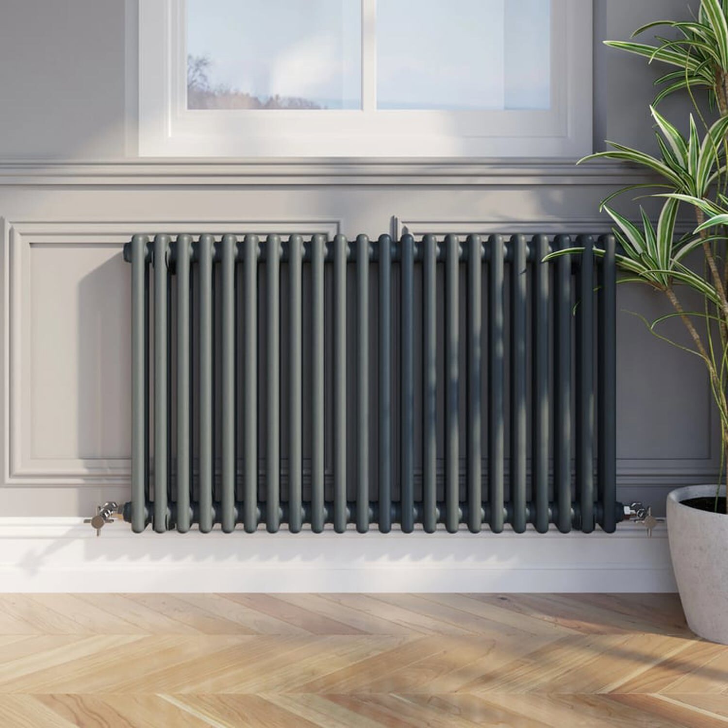 Temprazo Traditional Colosseum Double Bar Column Radiator Anthracite 300 X 1190Mm - Anthracite / 600Mm / 1010Mm / 70Mm
