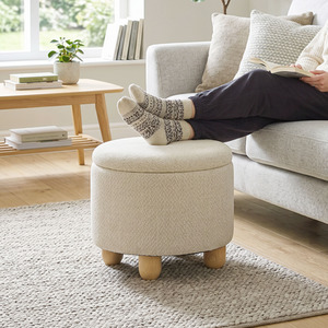 HOMCOM Round Storage Ottoman with Reversible Lid