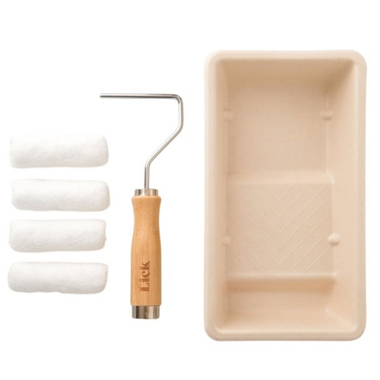 Lick Pro Eco Friendly Paint Roller & Tray Set - Natural/Silver/White