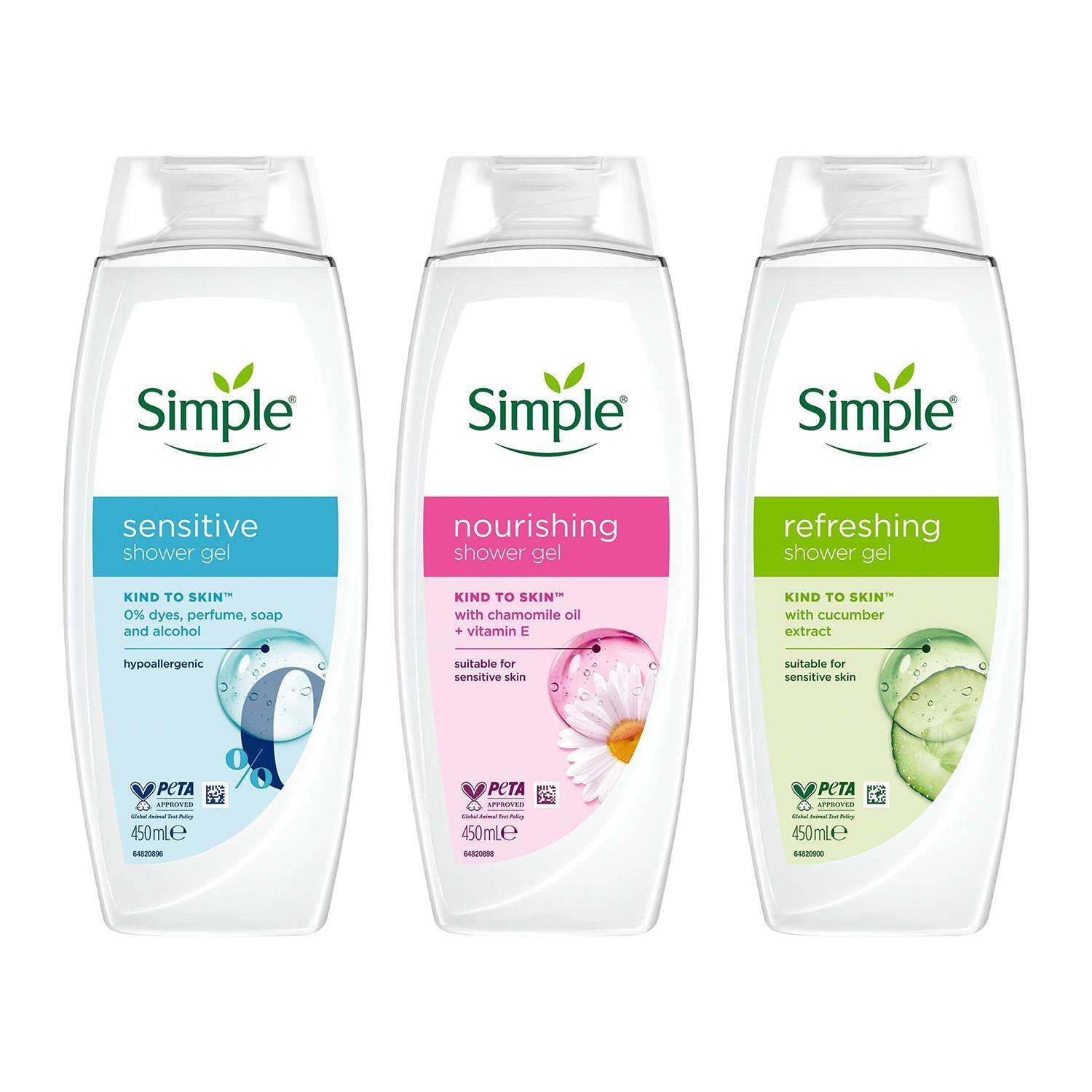 Simple White Shower Gel & Shower Cream 450Ml Sensitive Skin 6-Pack In - Image 5