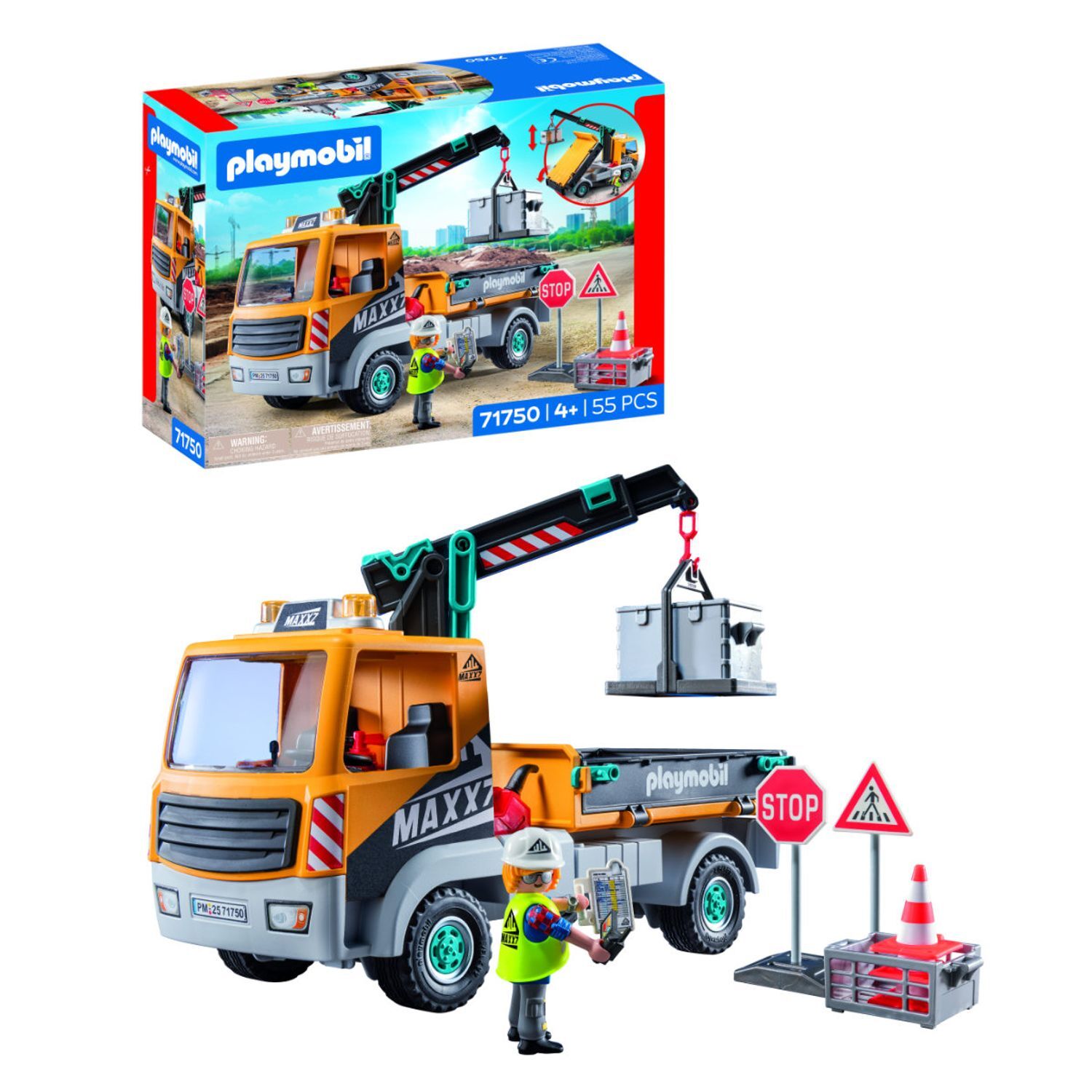 Construction Truck with Crane - Yellow