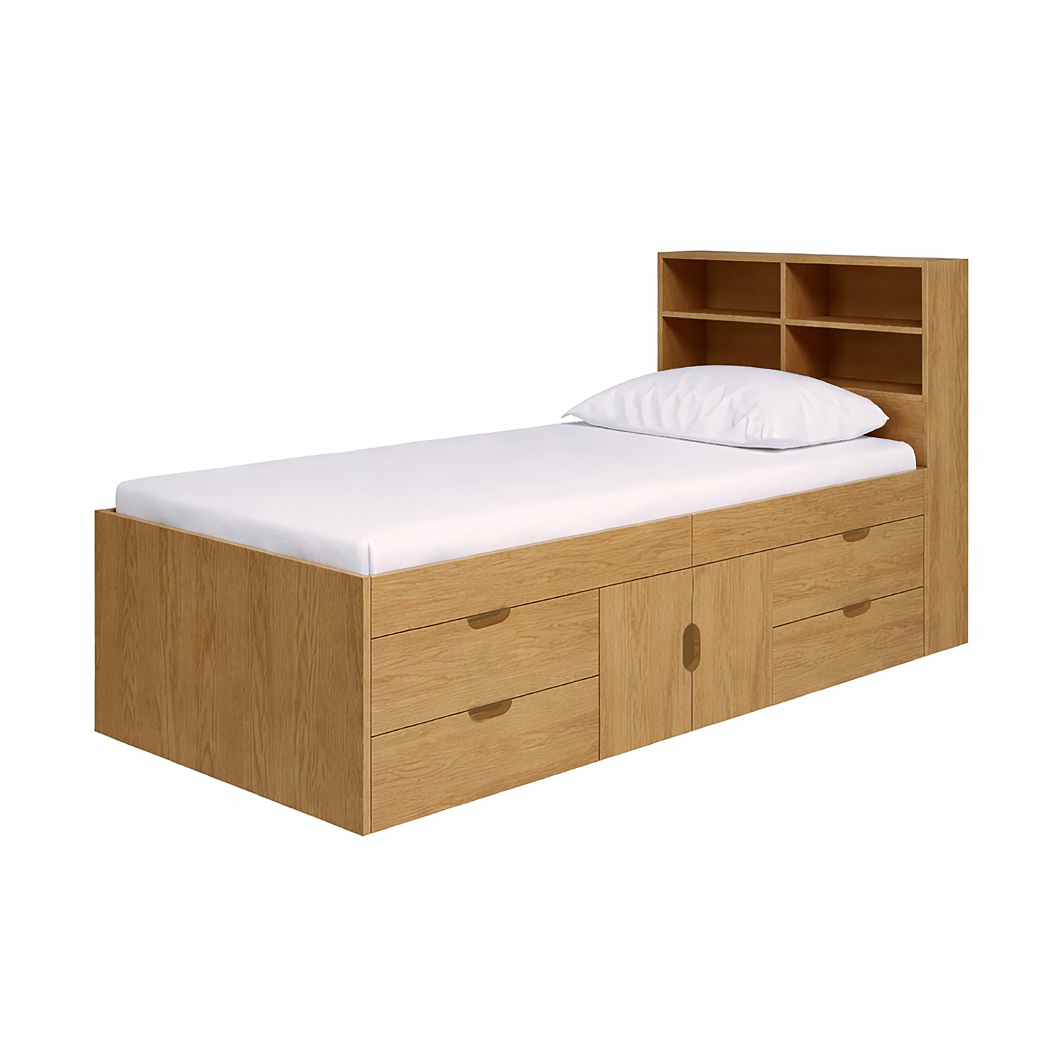 Kidsaw Captains Single Oak Low Sleeper Cabin Bed With Bookcase Headboard - Image 4