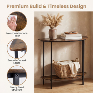 2 Tier Industrial Half moon Console Table