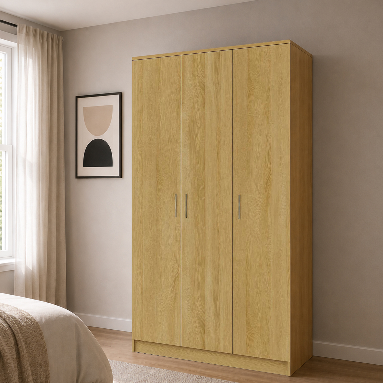 Kdmd Venice 3 Door Oak 120Cm Wardrobe - Oak