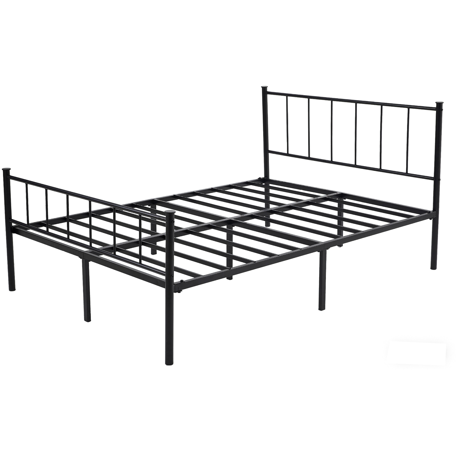 Mcc Direct Double 4Ft6 Black Metal Bed Frame With Headboard & Footboard Finn - Black