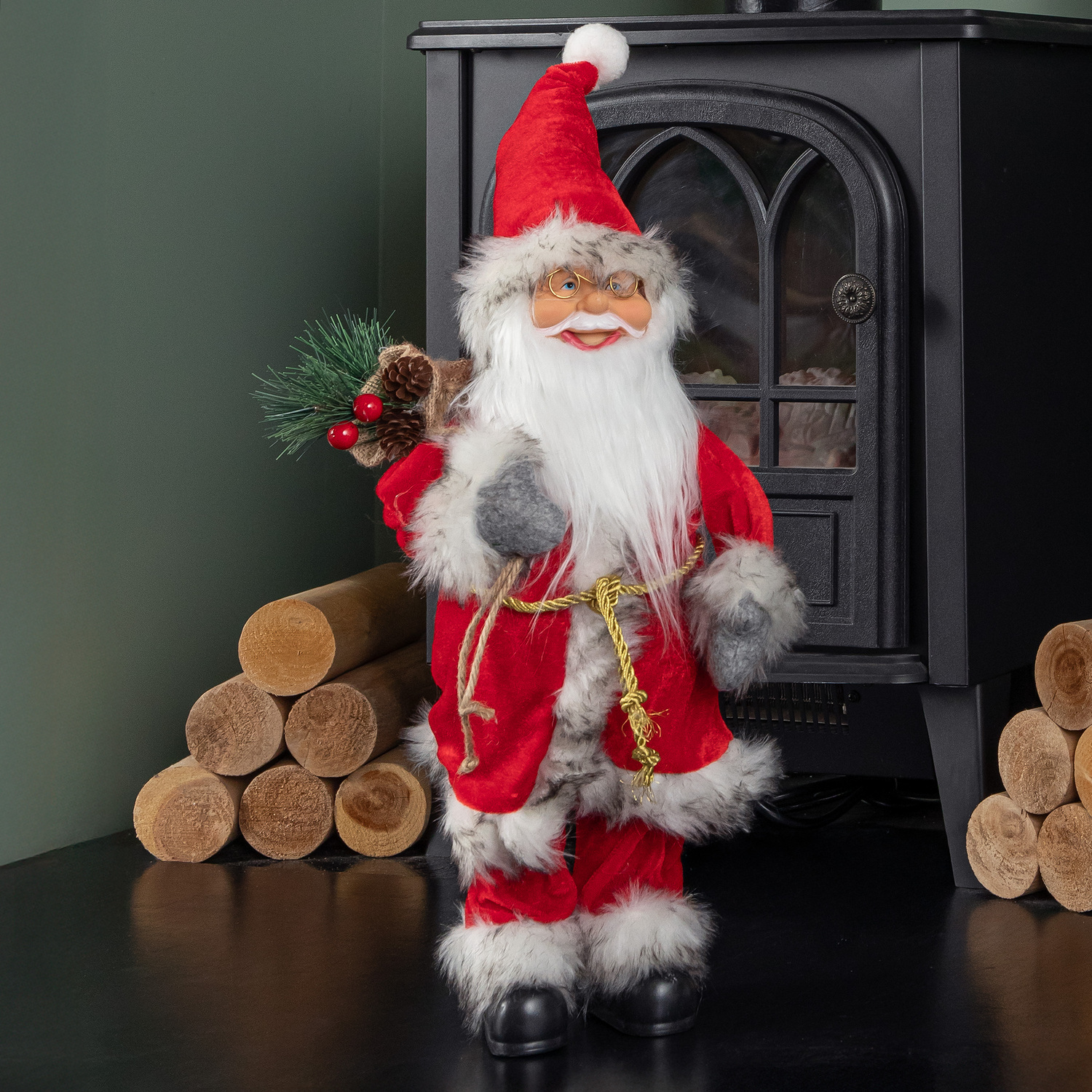 Rackhams Red 52Cm Large Traditional Santa Claus Figure Christmas Decoration - Image 3