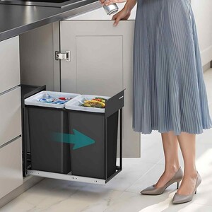 Built In Kitchen Recycling Bin Pull Out, Black
