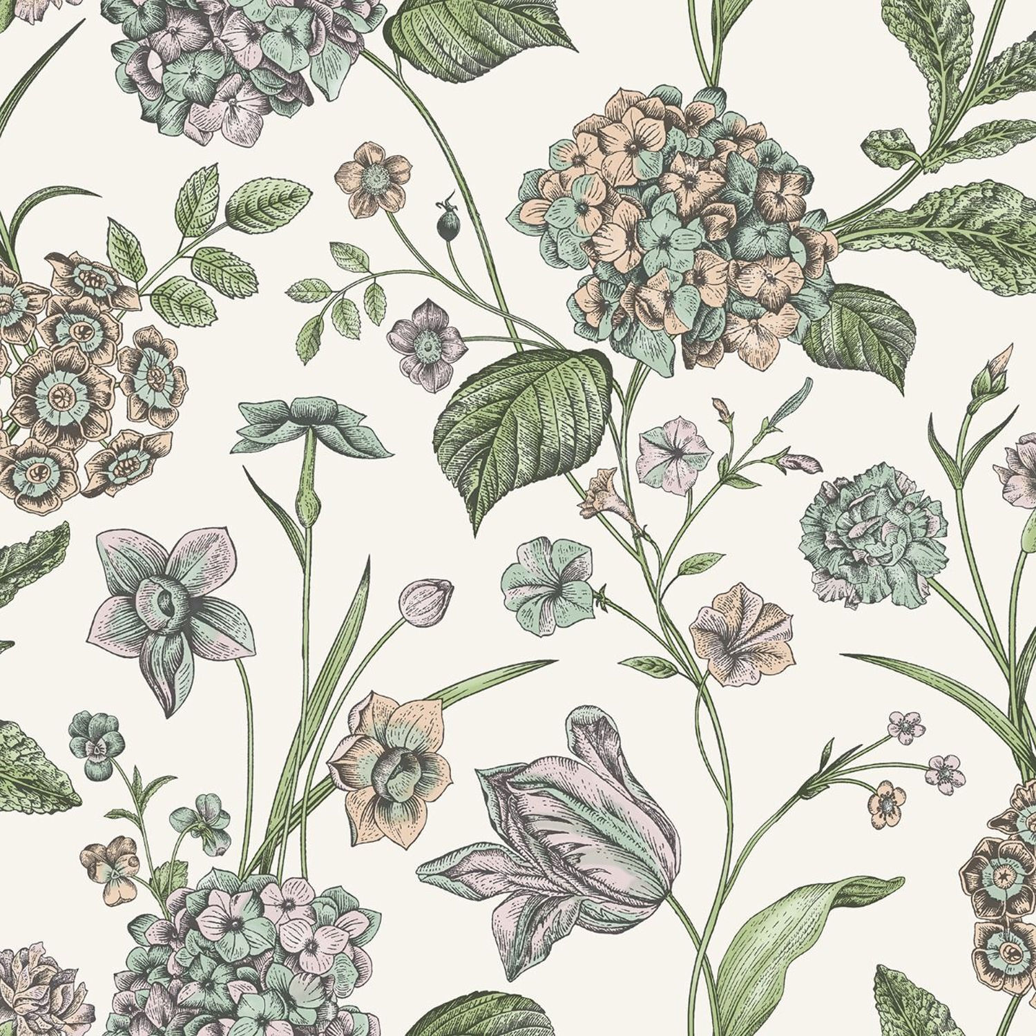Rasch Unisex Multicolor Amelie Hydrangea Wallpaper - Image 2