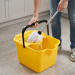 2 x 12 Litre Yellow Mop & Bucket Set Complete With Pouring Lip