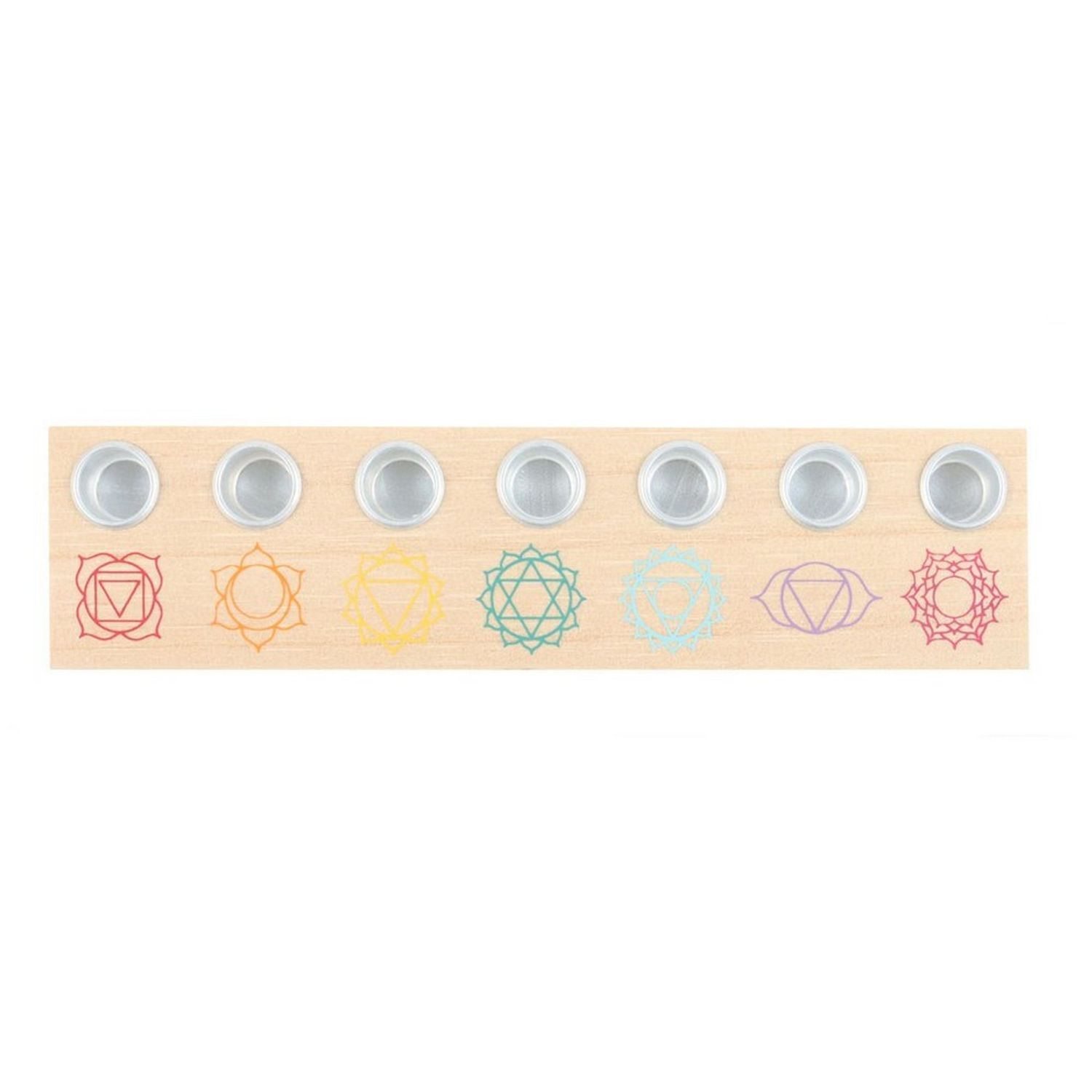 Something Different Energy Seven Chakra Wood Candle Holder - Beige