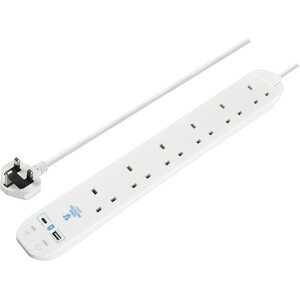 Masterplug 6 Socket Surge Protected Extension Lead with USB Ports