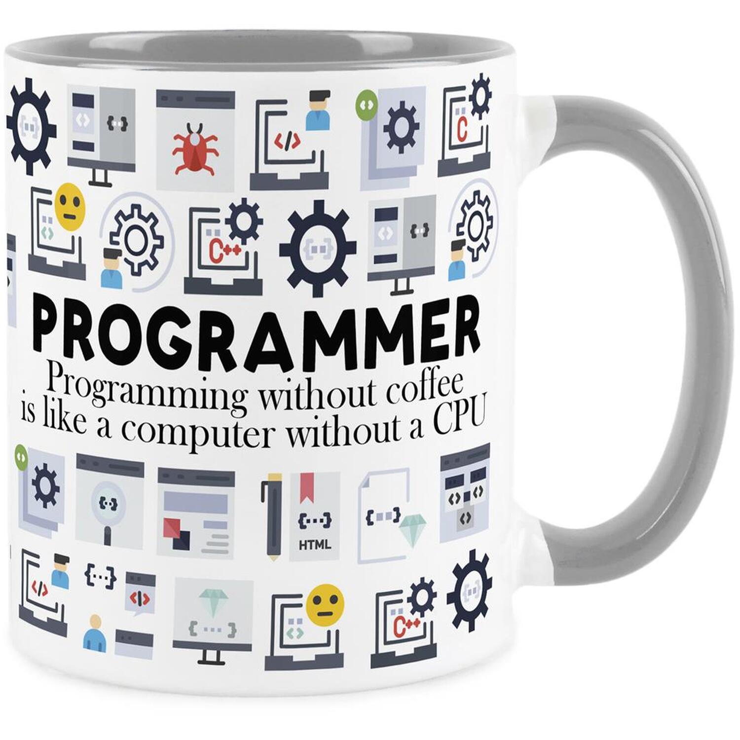 Programmer Mug - Humorous Computing & Technology Operator Grey Ceramic Mug Gift - Image 2