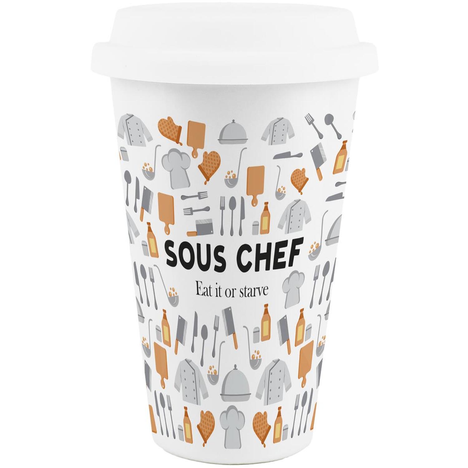 Image of Novelty Sous Chef Ceramic Travel Mug&hellip;