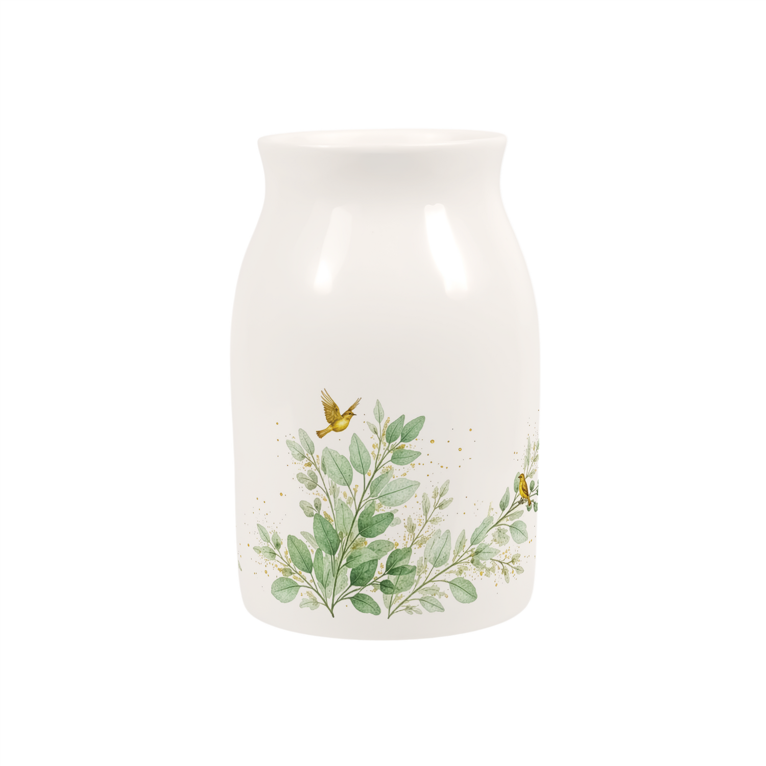 Golden Birds Small Porcelain Vase - Multicoloured