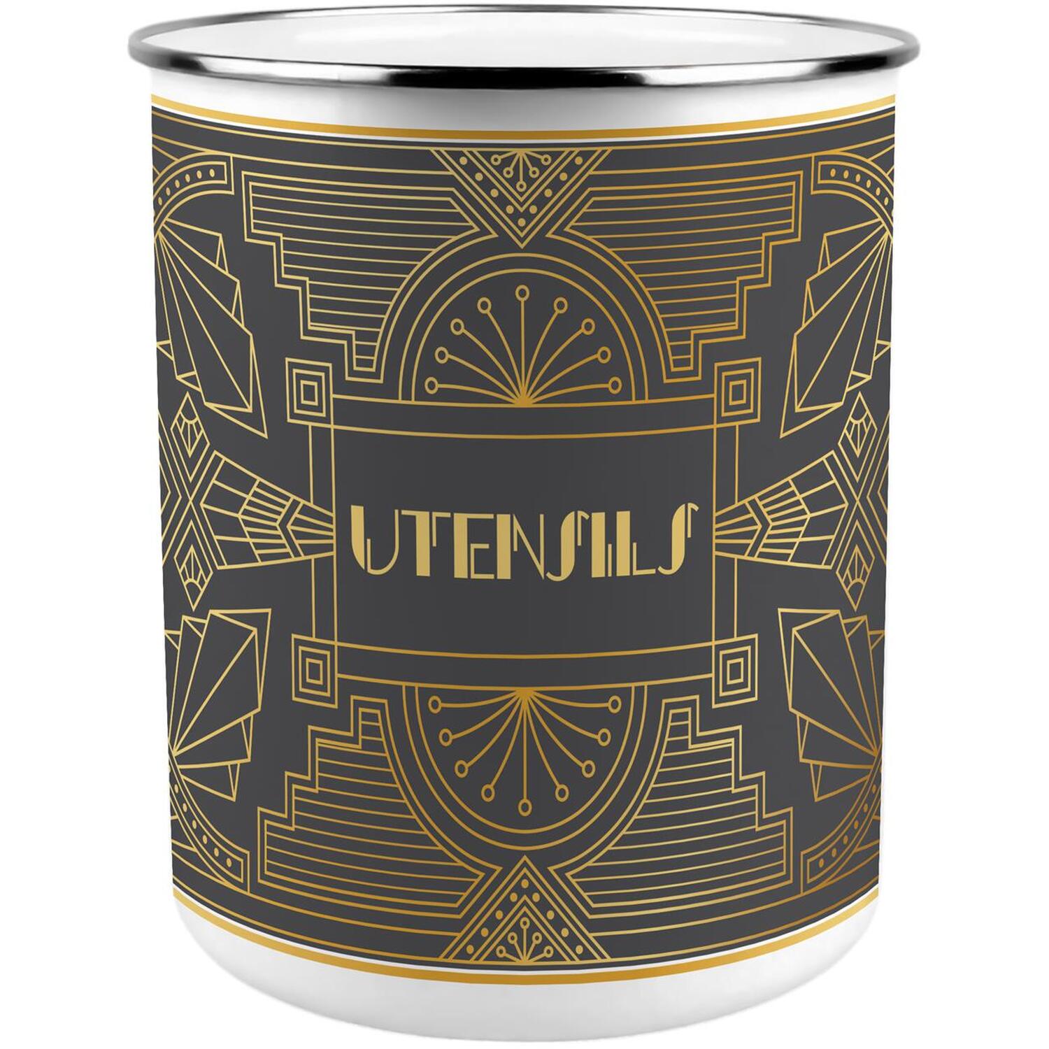 Vintage Glamour Utensil Pot - Enamel XL Kitchen Utensil Organiser Decor Gift - Image 2