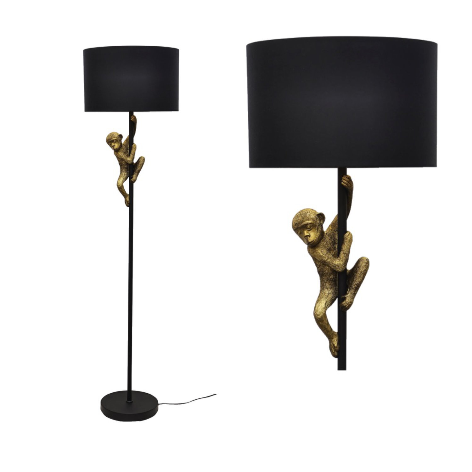 First Choice Lighting Norman Floor Lamp - Black & Black - Image 2