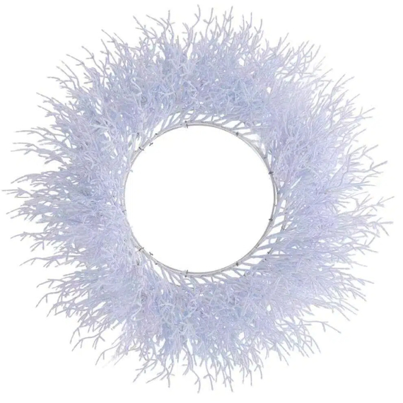 Arctic Snowdrift Christmas Wreath  Flocked White with Warm White LED Lights