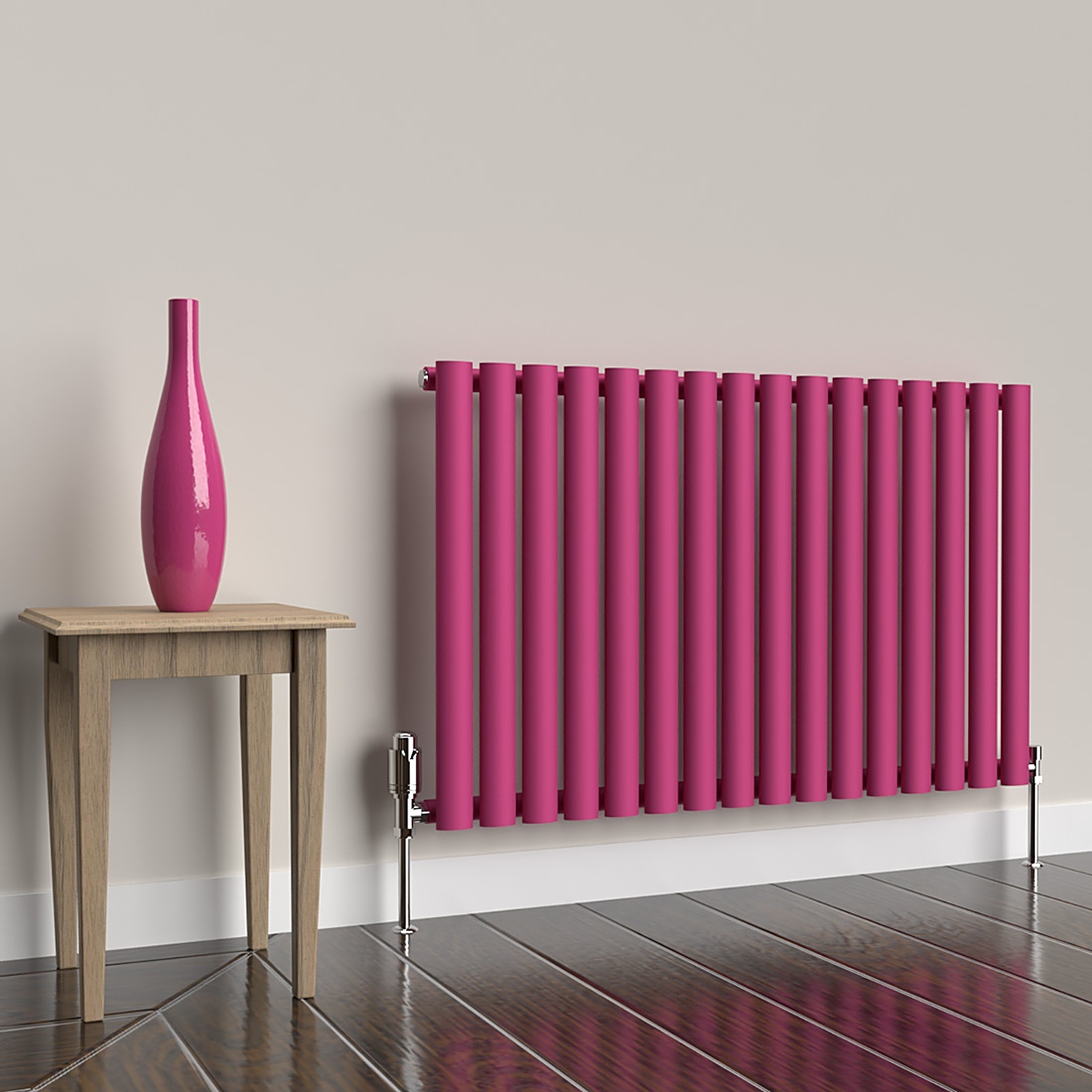 Lux Heat Oval Horizontal Coloured Radiator, Barbie Pink, 600Mm X 960Mm (Single) - Barbie Pink