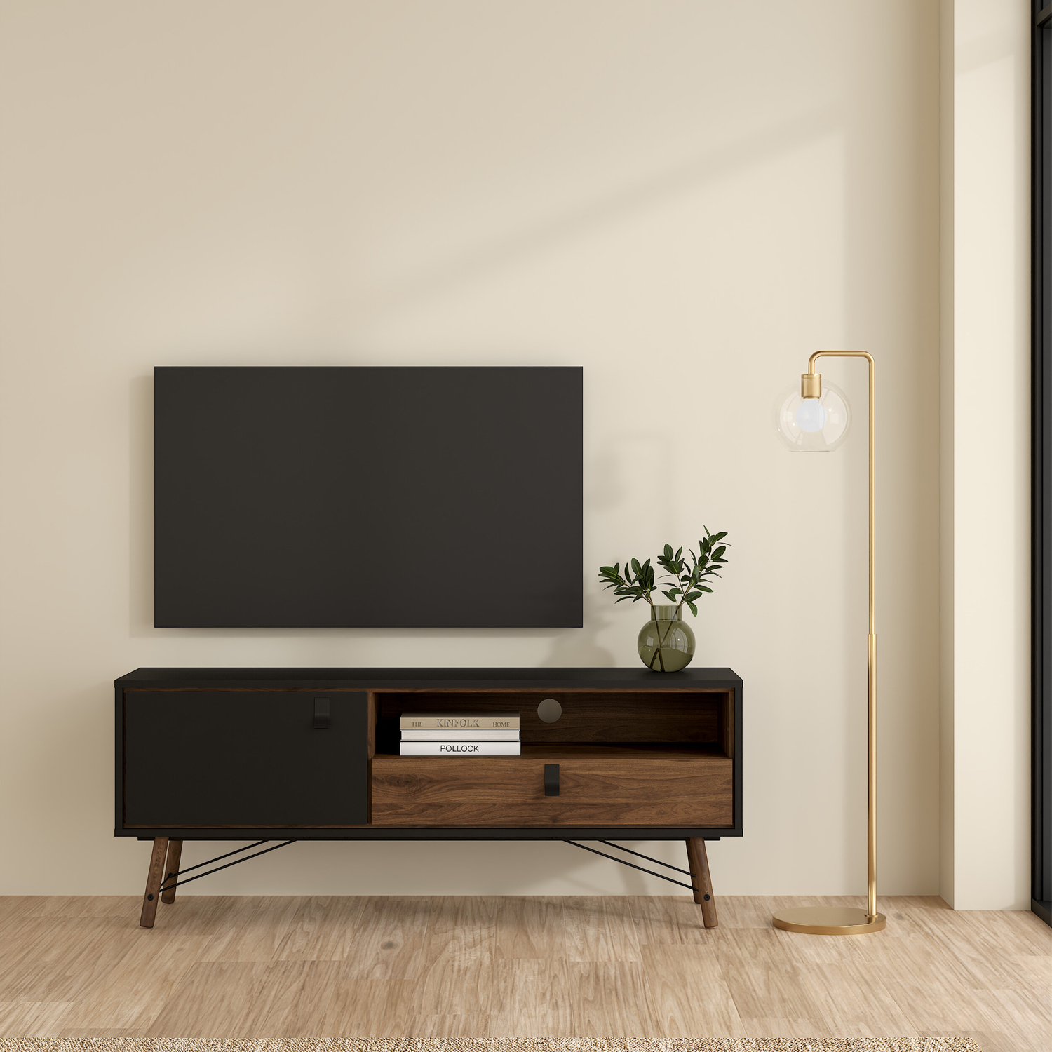 Furniture To Go Black Ry Tv Unit 1 Door 1 Drawer In Matt Walnut - 1 - Image 4