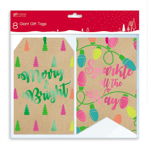 Pack of 192 Christmas Contemporary Design Kraft Gift Tags