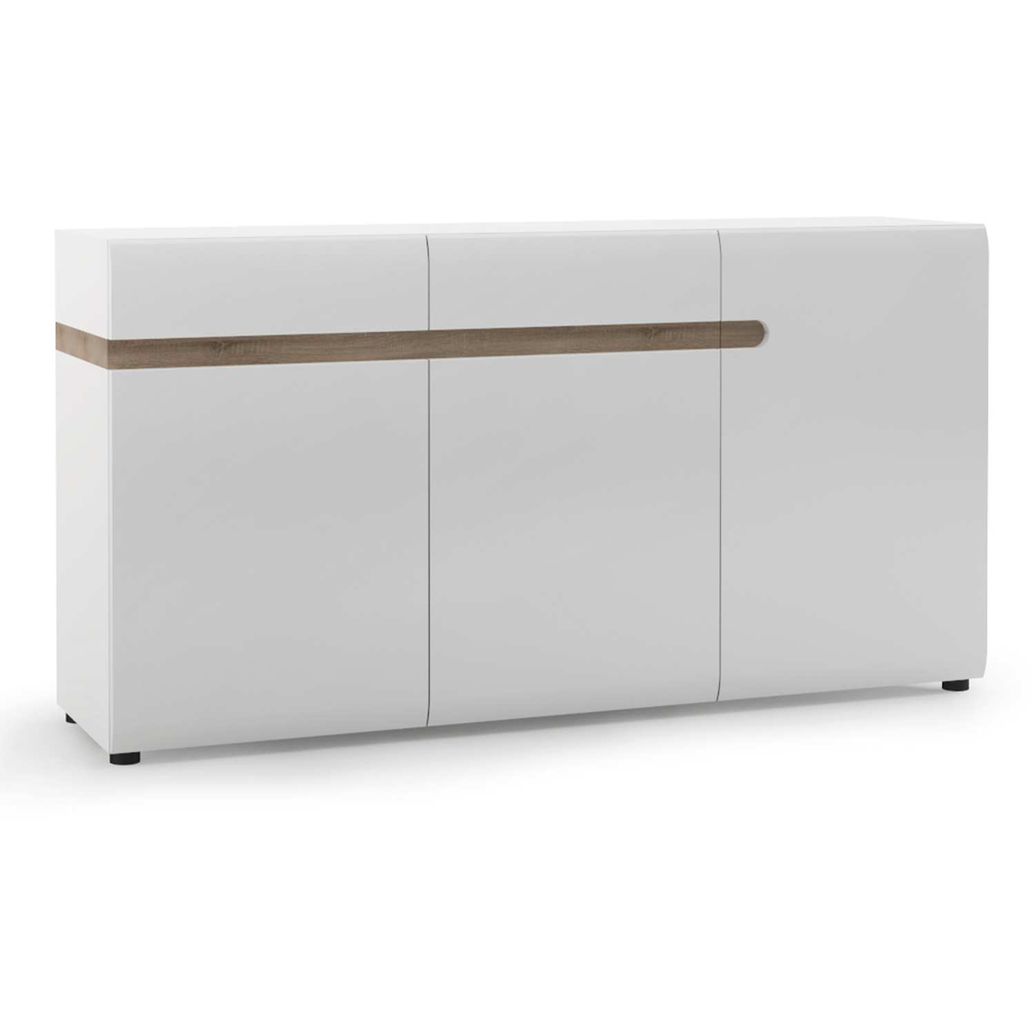 Furniture To Go Chelsea White High Gloss and Oak 2 Drawer 3 Door Sideboard - Image 4