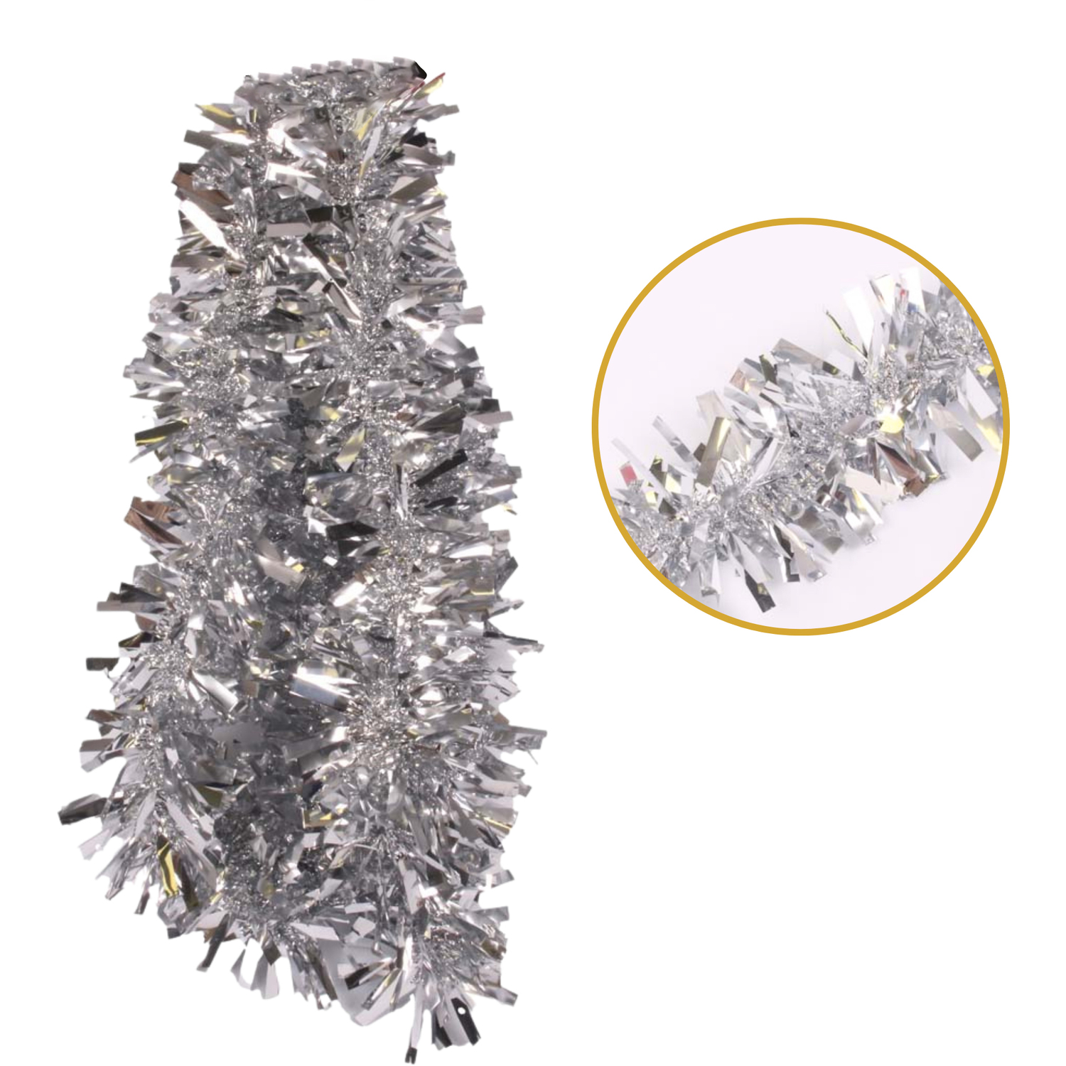 Parev Pack Of 6 2M Christmas Chunky Tinsel / Silver - Silver - Image 3