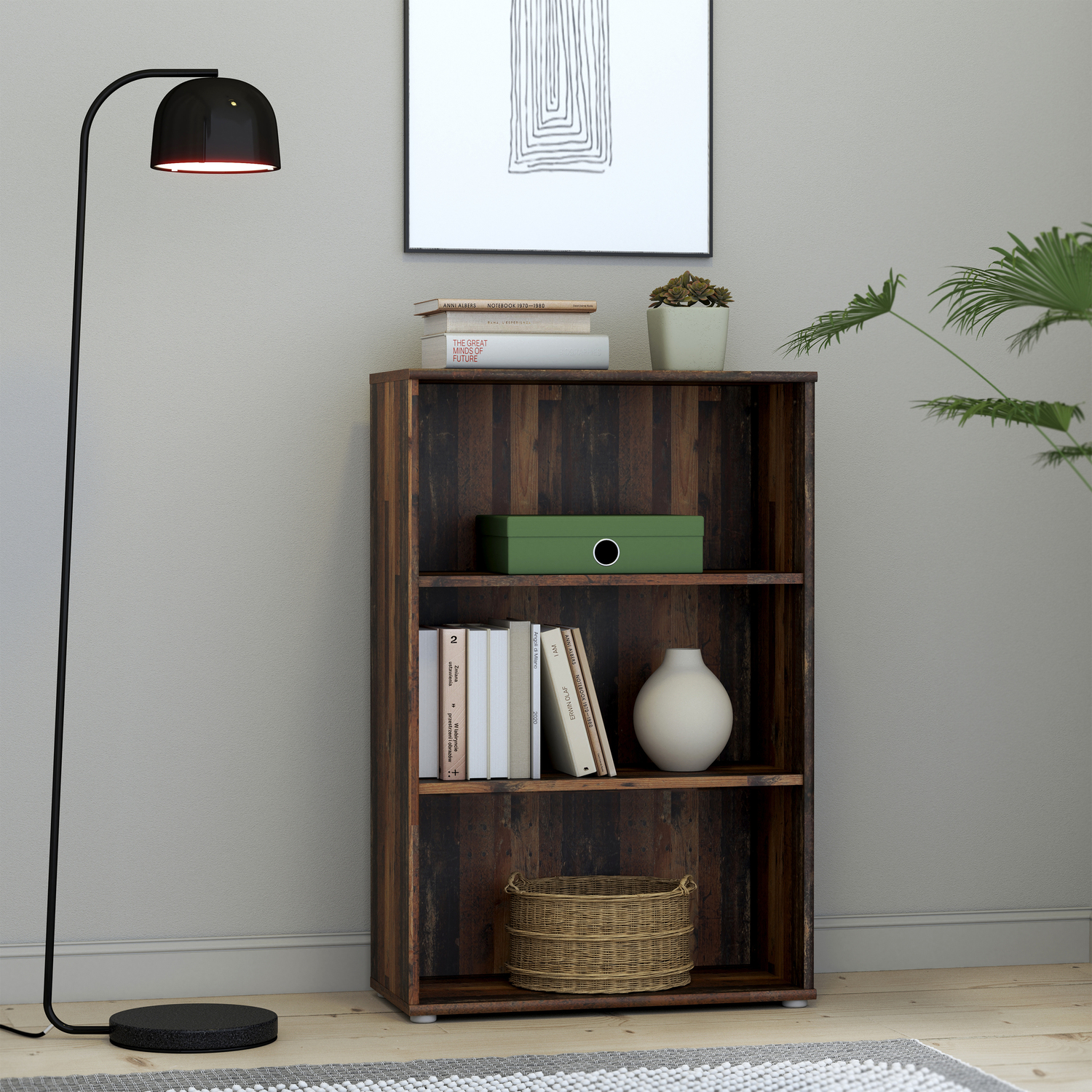 Rackhams Grain Essential Tall Wide 2 Shelf Bookcase In Vintage Oak - Vintage Oak - Wood - 1 - Image 5