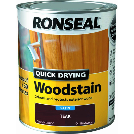 Woodstain Quick Dry Satin Teak 750ml by Ronseal.