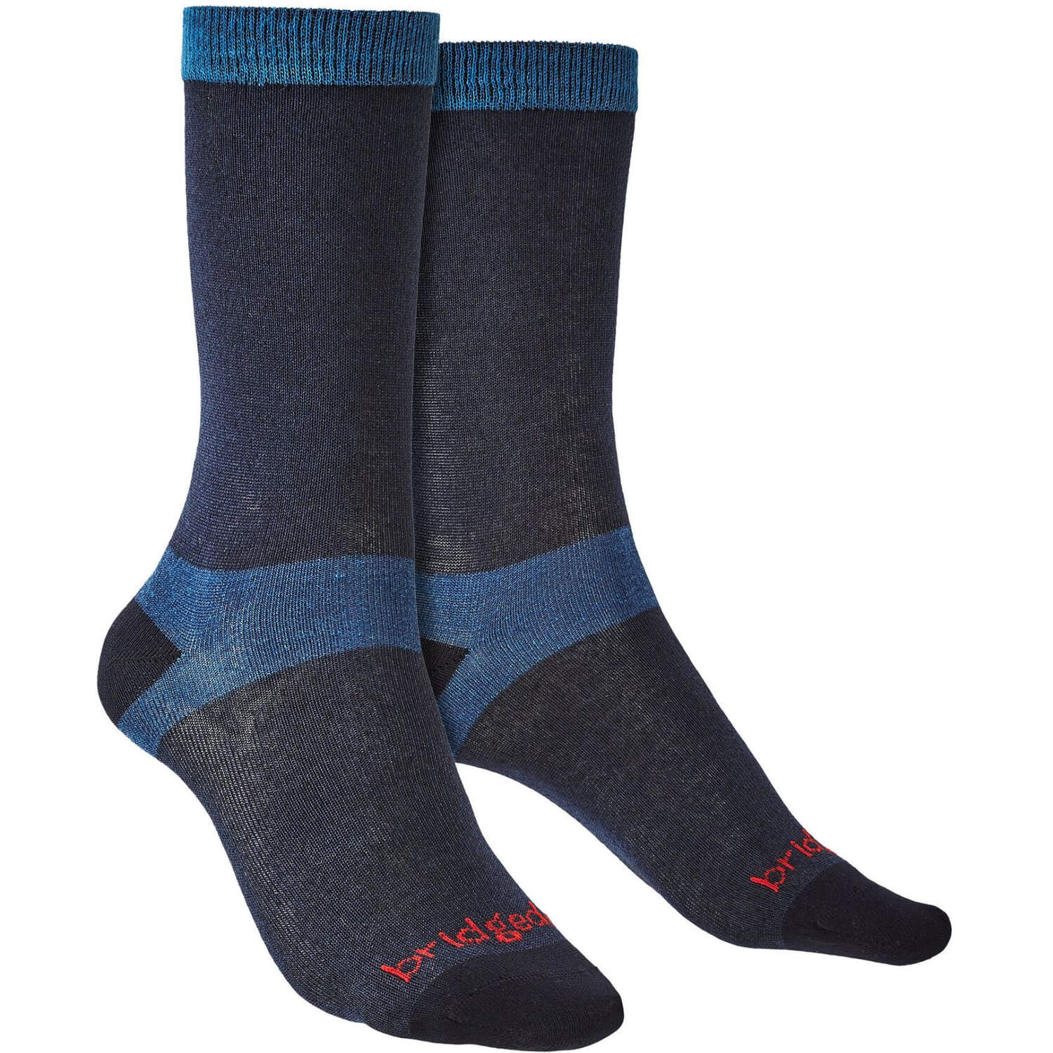 Bridgedale Women's Navy 2 Pack Liner Base Layer Coolmax Liner Boot Socks In | Size: 7-8 - Image 2