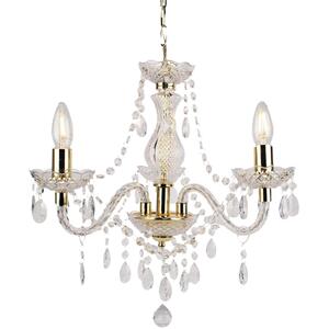 Clear And Gold Marie Therese Style 3 X 40w Chandelier