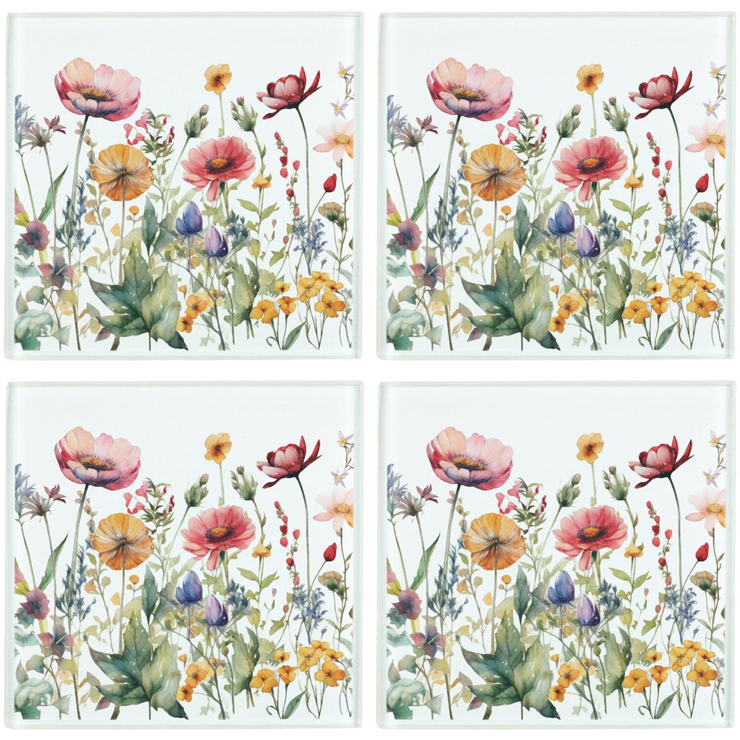 B&Q - Wildflowers CoastersFloral Meadow Set Of 4 Square Coasters - Image 3