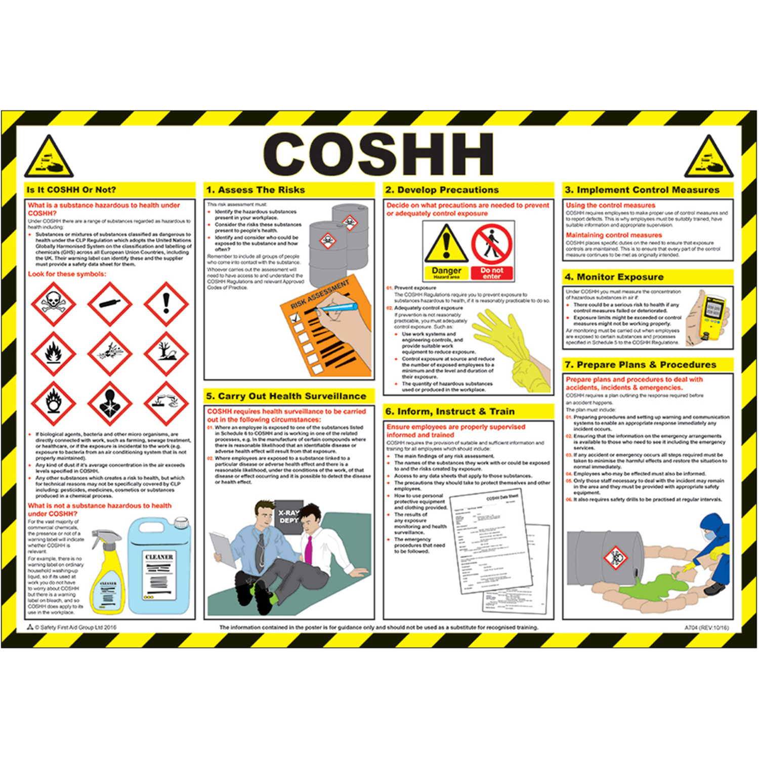Pegdev COSHH Guide A2 Landscape Laminated Health & Safety Poster Durable Sign in White