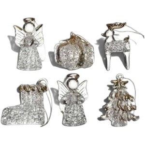 Set of 6 Glass Christmas Tree Decorations