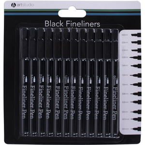 Pack of 12 Black Fineliners