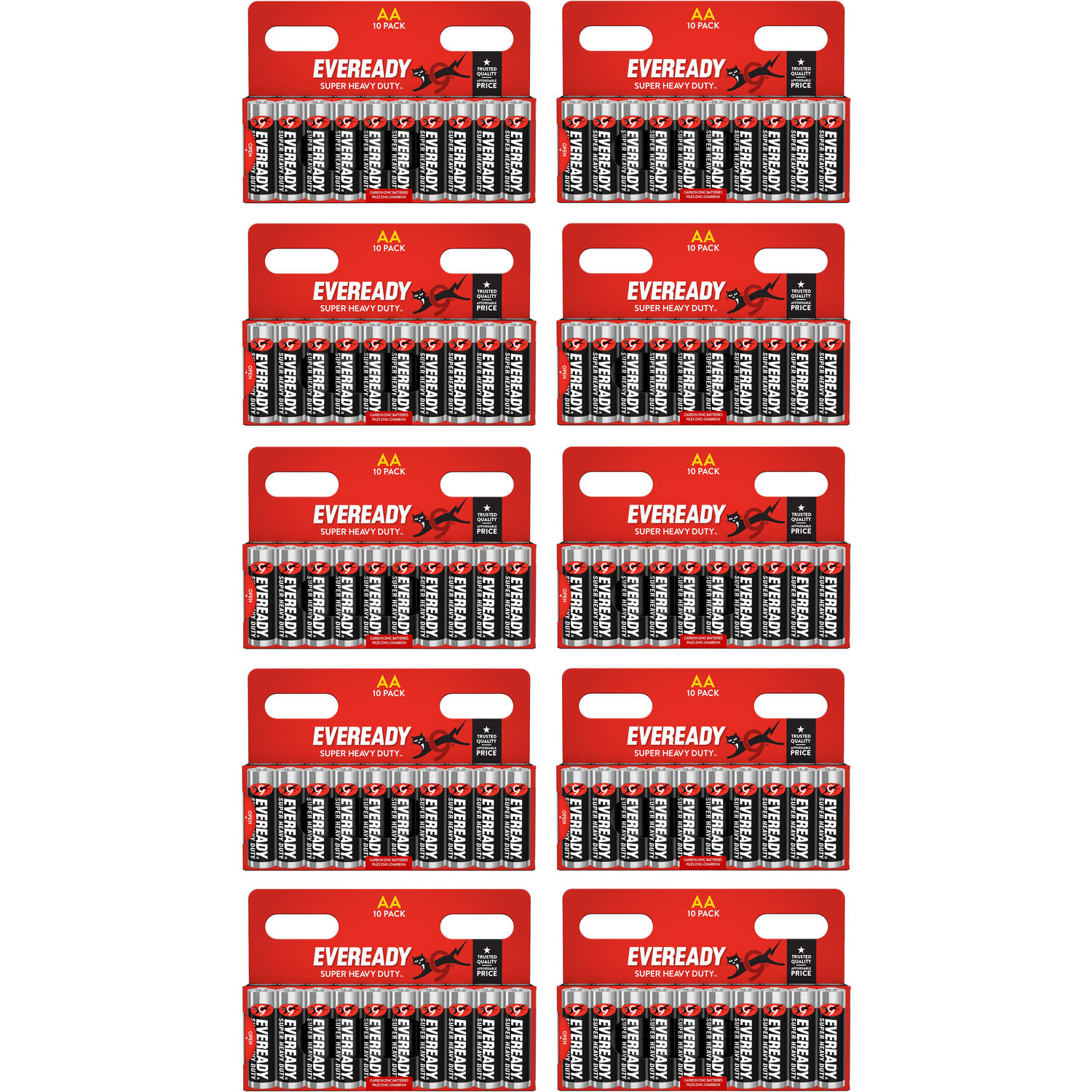 100 x Eveready Heavy Duty Zinc AA Batteries for Low Drain Devices - Image 3