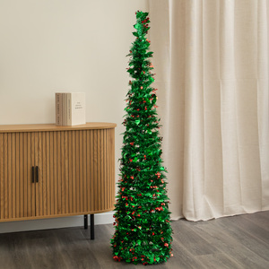 1.5m (5ft) Pop-Up Green Tinsel Christmas Tree with Stand