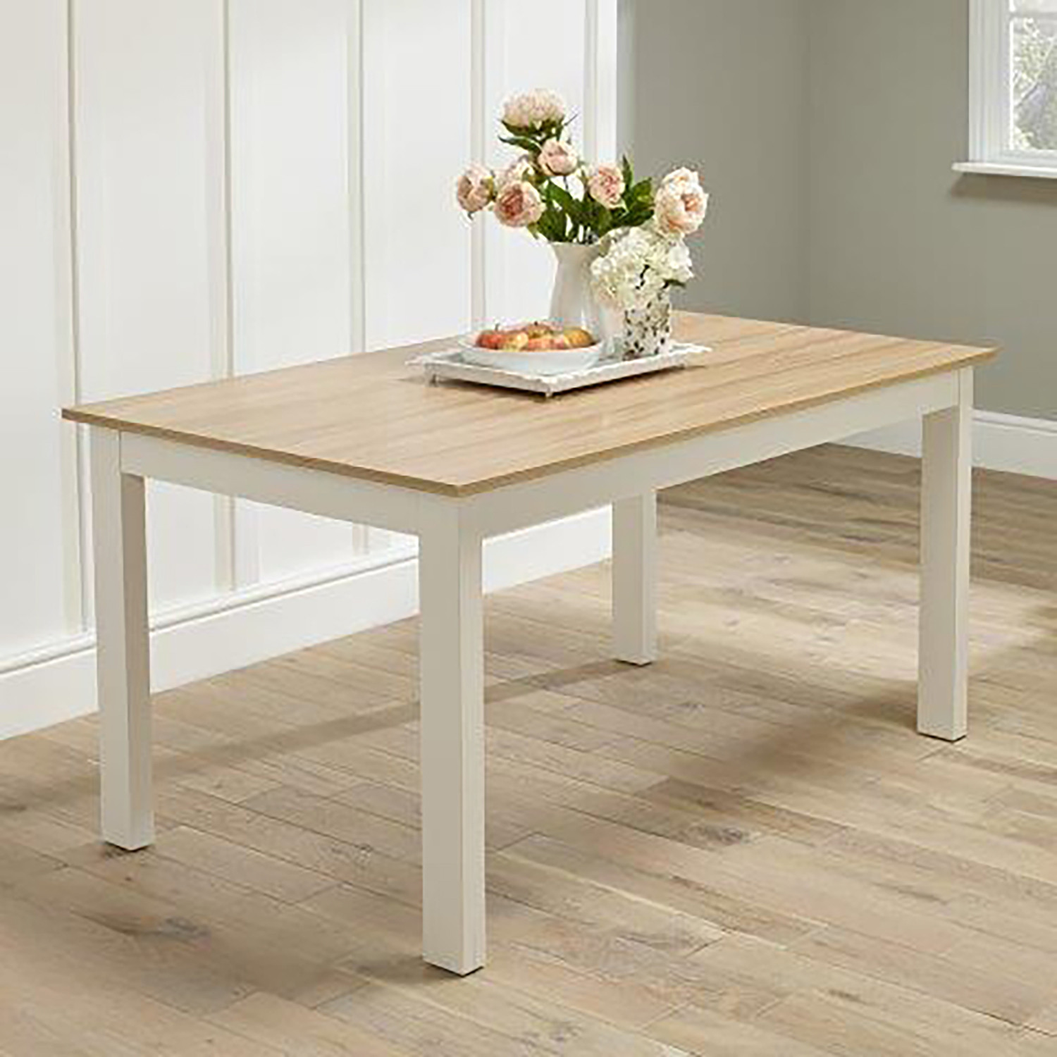 Burton Dining Table - Cream/Oak thumbnail