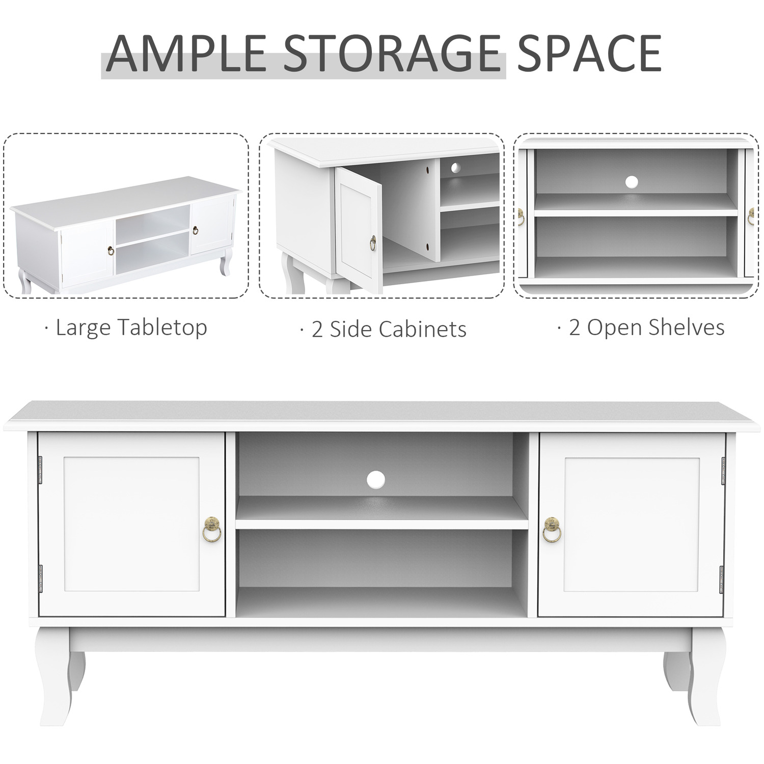 High Gloss Tv Stand Unit With Drawer - White