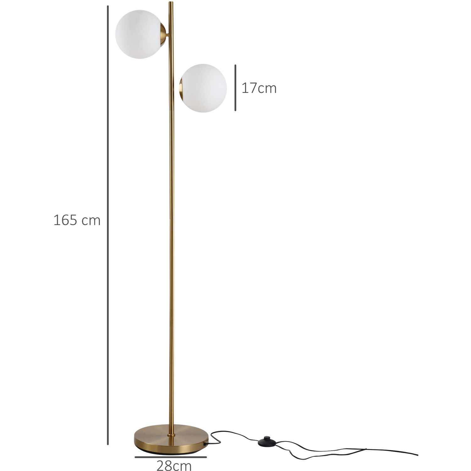 Homcom Modern 2 Lights Tree Floor Lamp - Gold