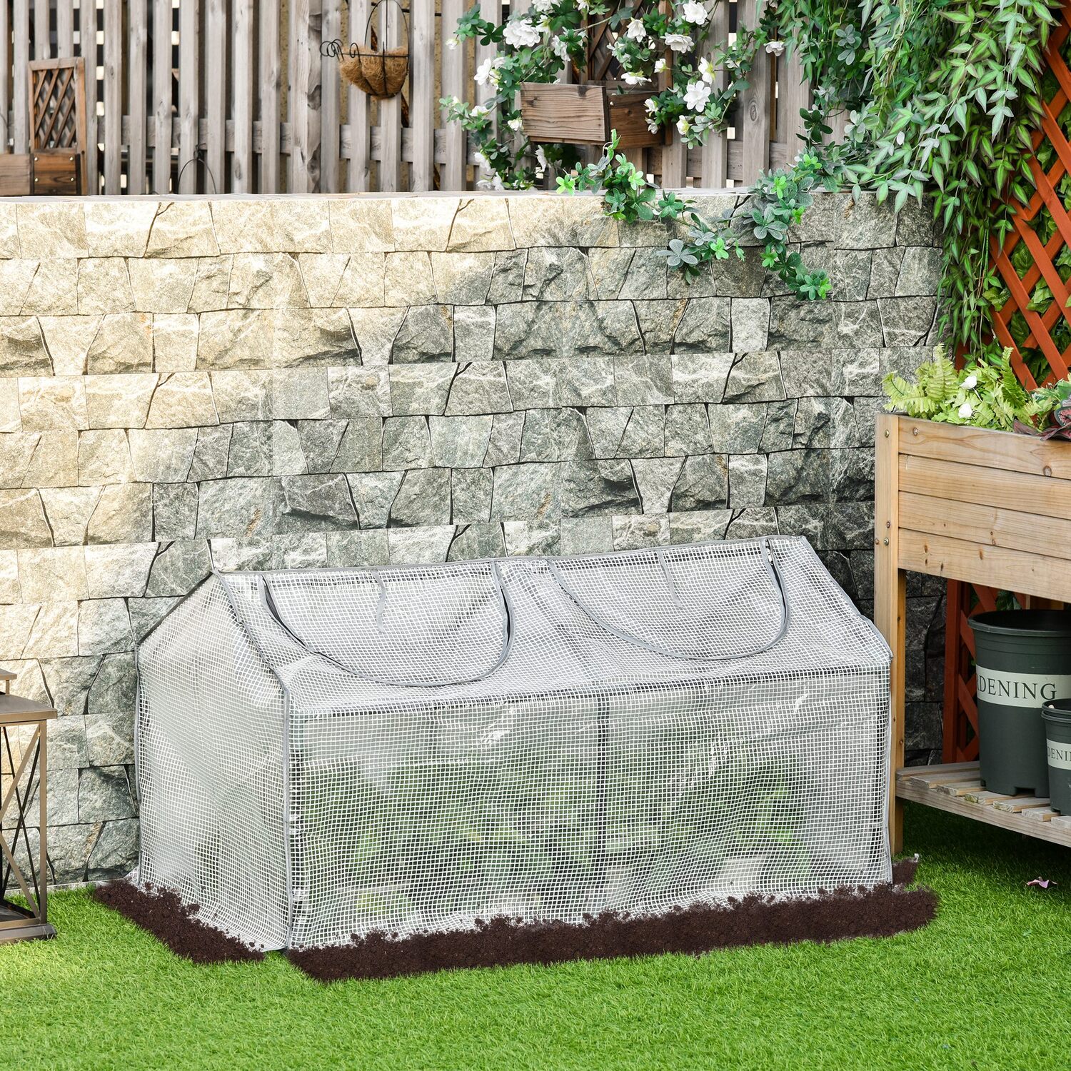 Blue Pirate White Mini Greenhouse With 2 Windows, Plant Flower Herbs Growing 120Cmx60cmx60cm - Image 7