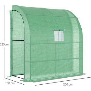 Green Outsunny Walk-In Lean to Wall Greenhouse with Window shot 1586484