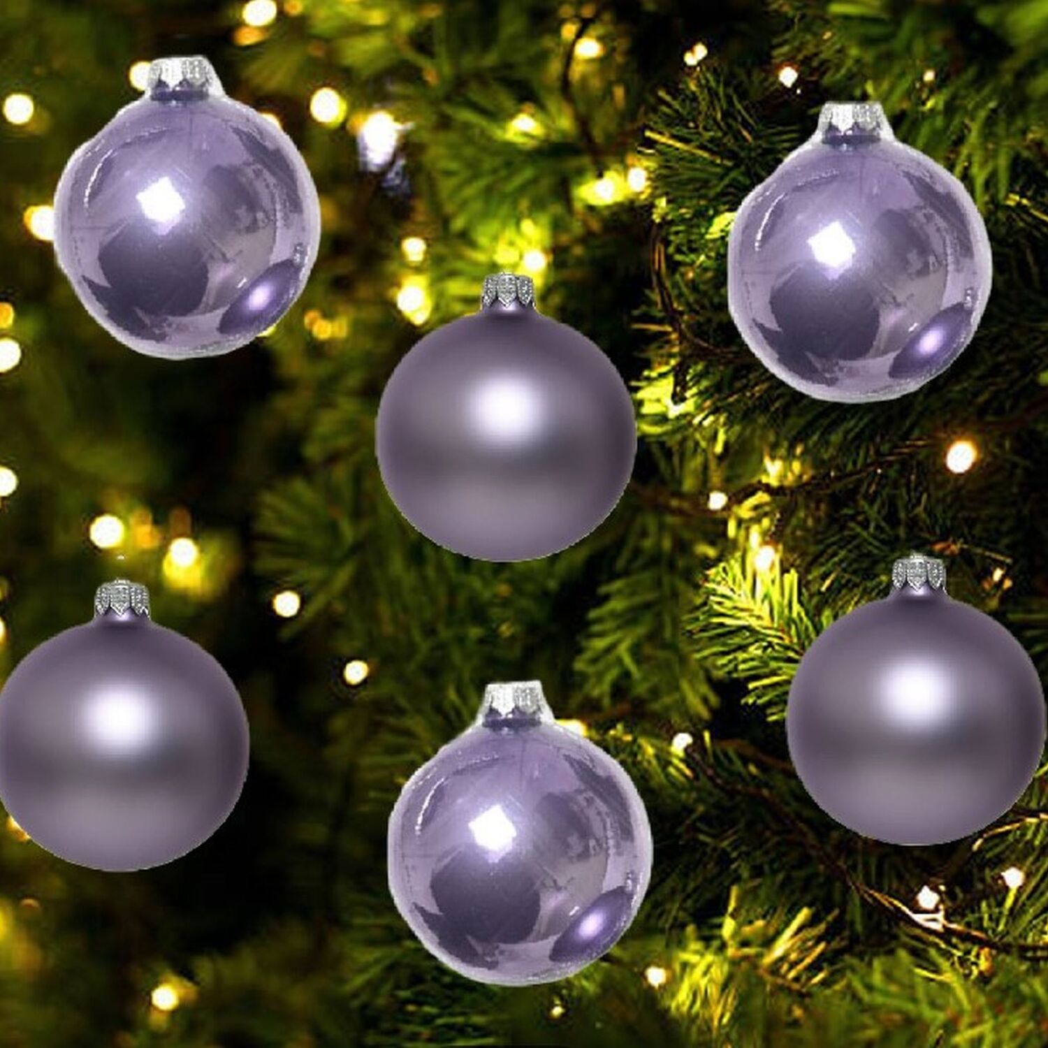 12 Heather Lilac Shatterproof Baubles - Purple / 2