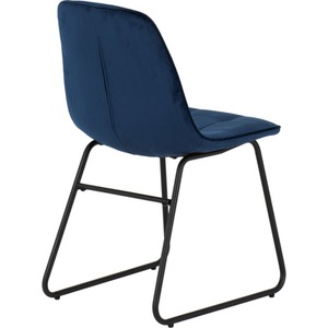 Medium Oak Effect and Blue velvet Quebec Straight Edge Dining Table with Lukas Chairs shot 2503062