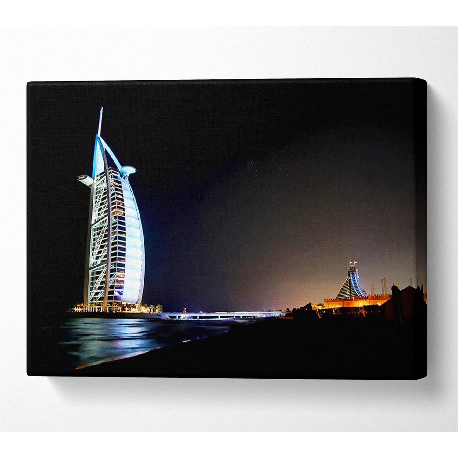 Wallart-Direct - Dubai Ocean Nights Canvas Print Wall Art - Yellow / 101.6cm thumbnail