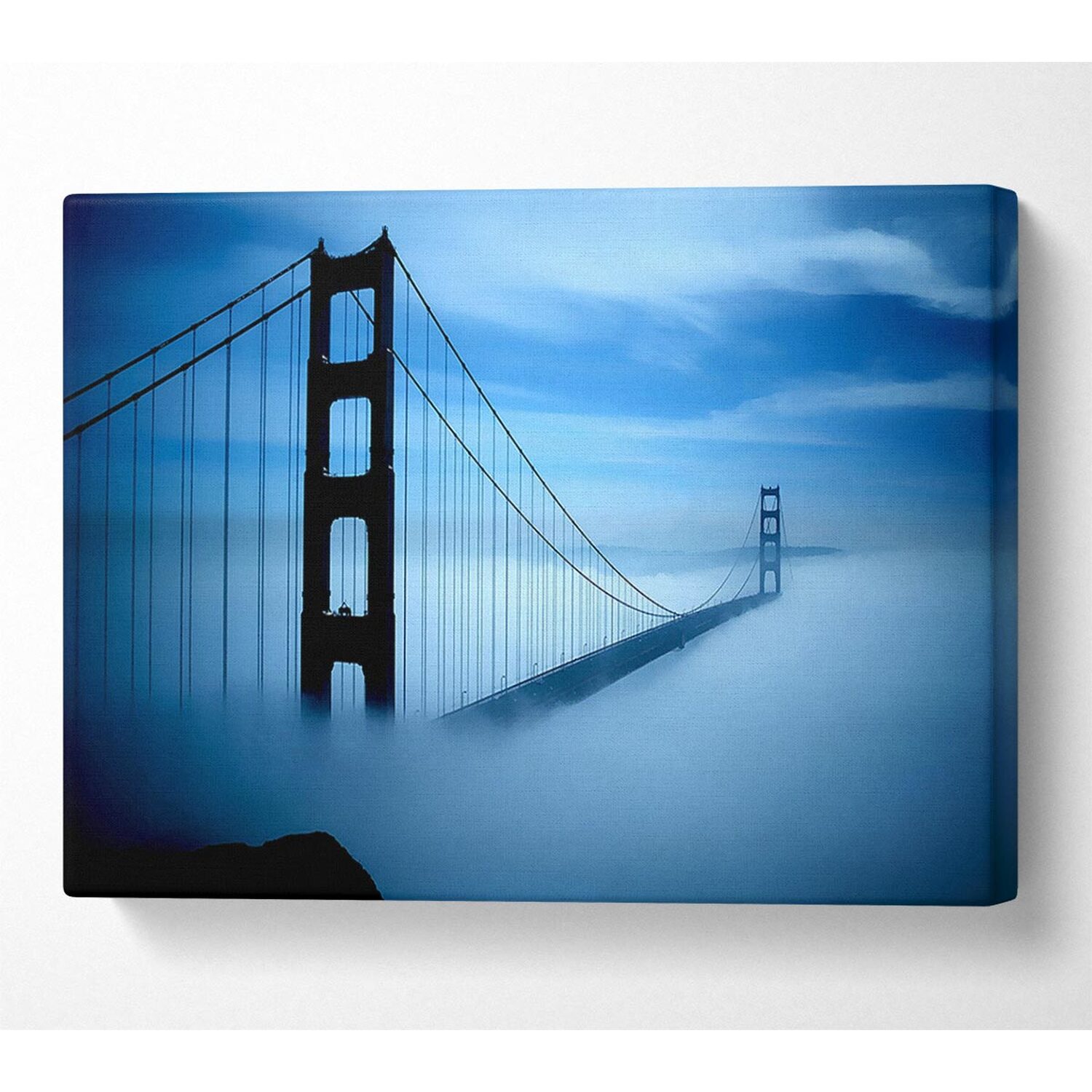Wallart-Direct - Golden Gate Bridge Fog Canvas Print Wall Art - Yellow / 101.6cm thumbnail