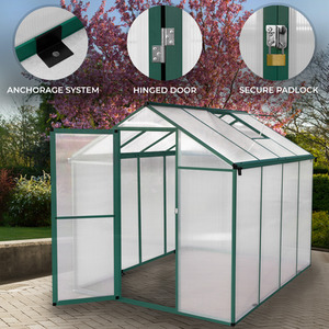 Green Polycarbonate Greenhouse 6ft x 8ft