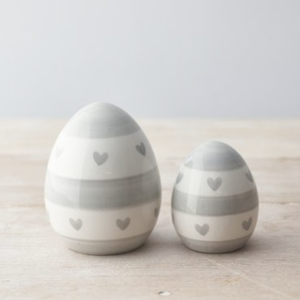 Set of 2 Ceramic Egg Ornaments