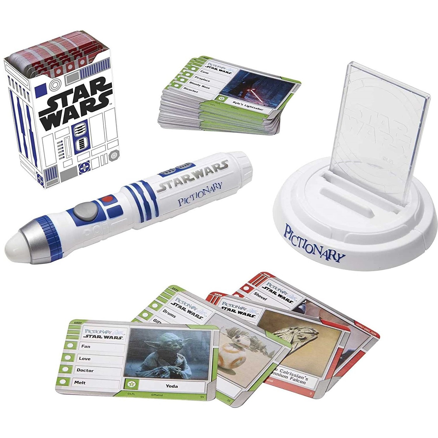 Mattel Games Pictionary Air Star Wars - Gioco Da Tavolo In Famiglia Con Penna Lightpen A Forma Di R2-D2 E Carte Indizi A Due Livelli, HHM48 - 5