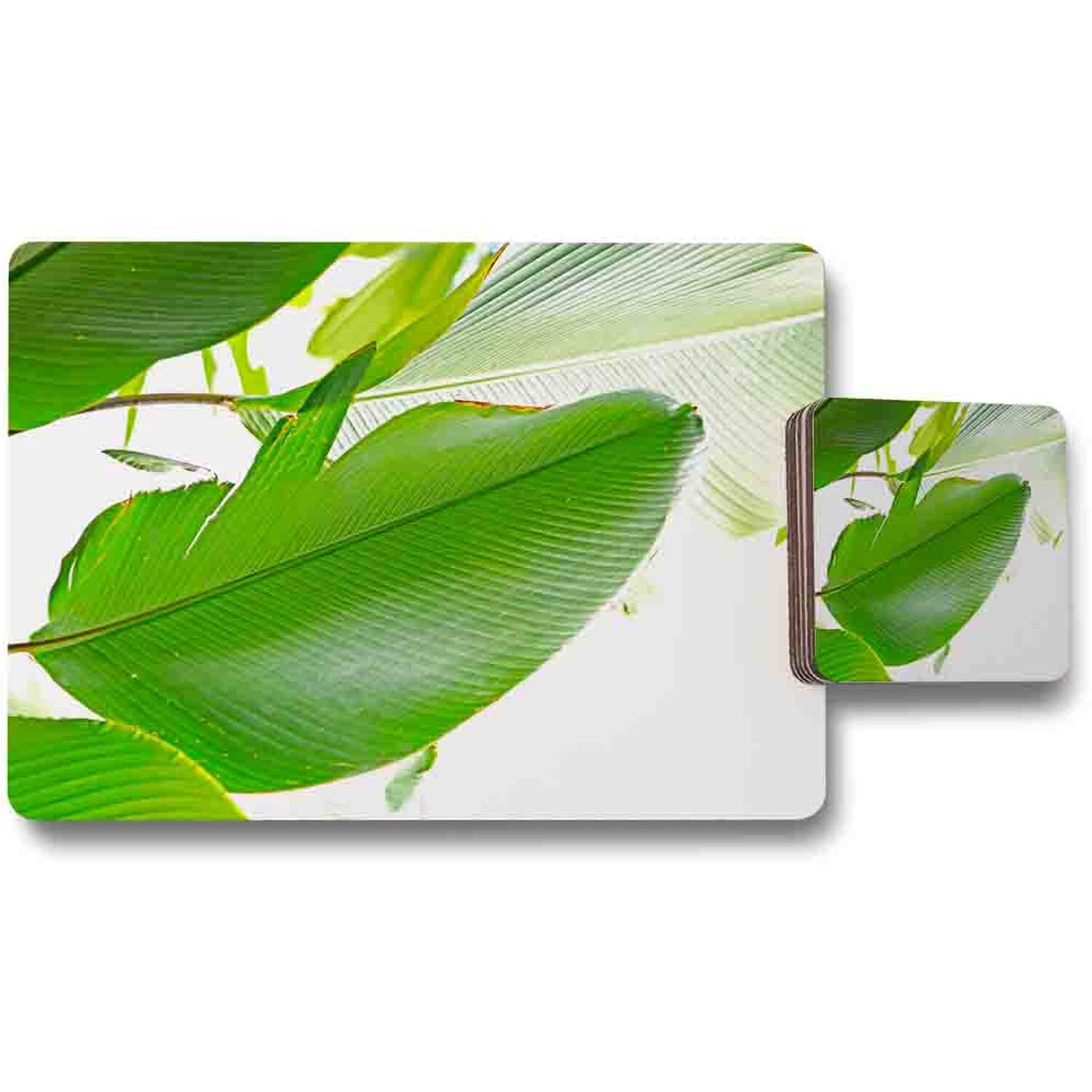 Image of Green Leaf Placemat Coaster Set -&hellip;